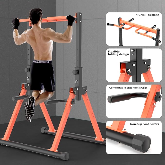Pull Up Dip Station For Home Gym Strength Training Fitness Workout Station Chin-Ups Push-Ups Pull-Ups Dip-Ups 330LBS T055CDC