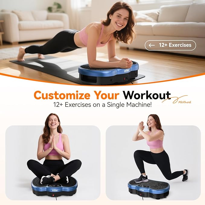 Vibration Plate Exercise Machine - 300 lbs Weight Capacity, 120 Speed Levels, 9 Workout Modes for Home Fitness, Muscle Toning & Weight Loss