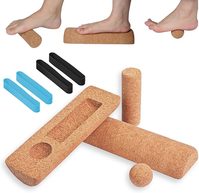 Cork Foot Strengthener & Balance Trainer Set – 4-in-1 Foot Mobility System with Roller, Massage Ball & Toe Bands | Improve Stability, Fix Over-Pronation, Enhance Balance & Restore Natural Foot Function
