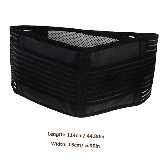 3pcs Portable Adjustable Self-heating Magnetic Therapy Back Support Belt Xl Breathable Lumbar Brace Double Pull Straps for Lower Back Black