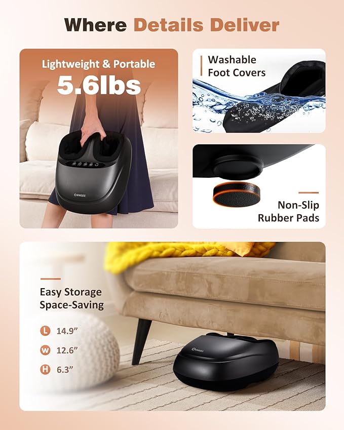 KNQZE Shiatsu Foot Massager with Heat and Compression, Deep Kneading Foot Massage for Plantar Fasciitis Relief, Remote Control, Multi Massage Modes, Auto Shut-Off Timer, FSA Eligible, Mothers Day gift