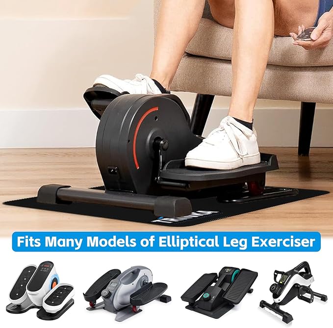 Non-Slip Workout Mat for Under Desk Elliptical Machine, Mats for Exercise Equipment, Suitable for Electric Seated Foot Pedal Exerciser, Enhanced Stability & Floor Protection