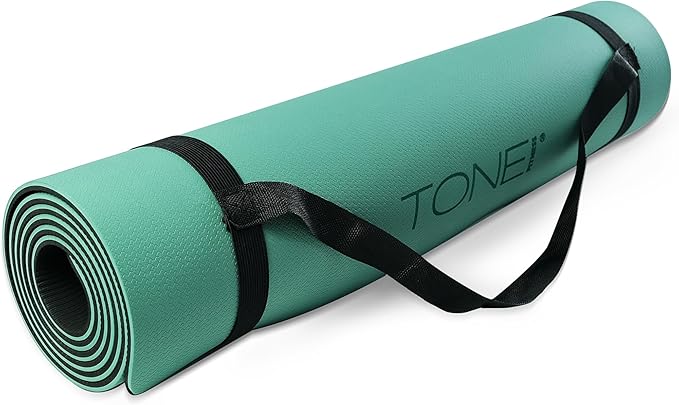 TONE Fitness Yoga Mat 1/4" Thick Non Slip Exercise & Pilates Mat for Home Workouts with Carrying Strap | Multiple Options