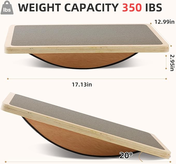 Juoe Balance Board Wobble Board for Adults and Kids - Anti-Slip 350LBS Balance Board for Physical Therapy,Balance Training,Posture Correction,Standing Desk Core Strength Wooden Balance Rocker Board