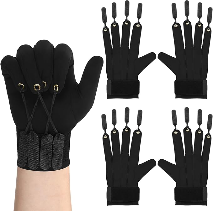 Panitay 2 Pair Traction Exercise Glove Hand Finger Strengthening Thumb Flexion Physical Therapy Glove for Increasing Strength