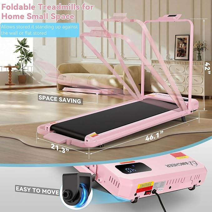 ANCHEER Walking Pad Treadmill with Foot Massage/Vibration Massage, Versatile Walking Pad with Incline and Handle Bar, 3.5HP Foldable Treadmill for Home/Office/Apartment