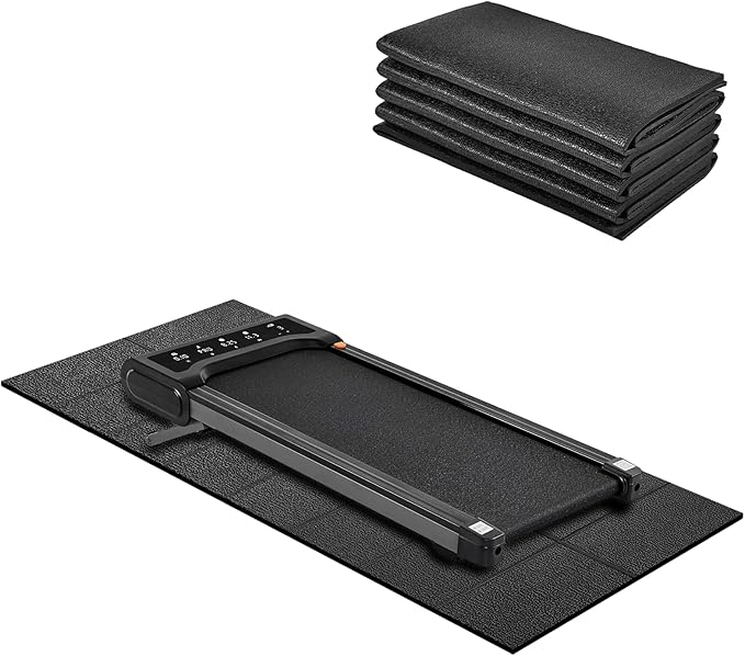Treadmill Mat, 5'x2.5',6mm Thickness Exercise Equipment Mat for Carpet Hardwood Floors, Compatible with Walking Pad,Spin Bike,Elliptical Trainer,Rowing Machine