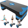 Adjustable Aerobic Exercise Step- Workout Step Platform, 26.5" Step Deck with 4", 6", 8" Height Risers, Women's Home Gym Fitness