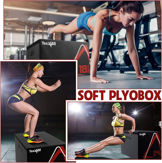 Yes4All 3 in 1 Wooden Plyo Box, Plyometric Box Platform for Jump Training, Jump Boxes for Home Gym Exercise and Outdoor Workout