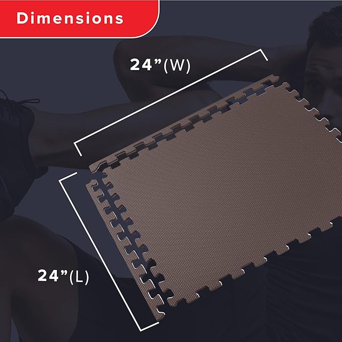 We Sell Mats 3/8" Thick Multipurpose EVA Foam Exercise Floor Mat, Interlocking Tiles, Anti-Fatigue for Home or Gym