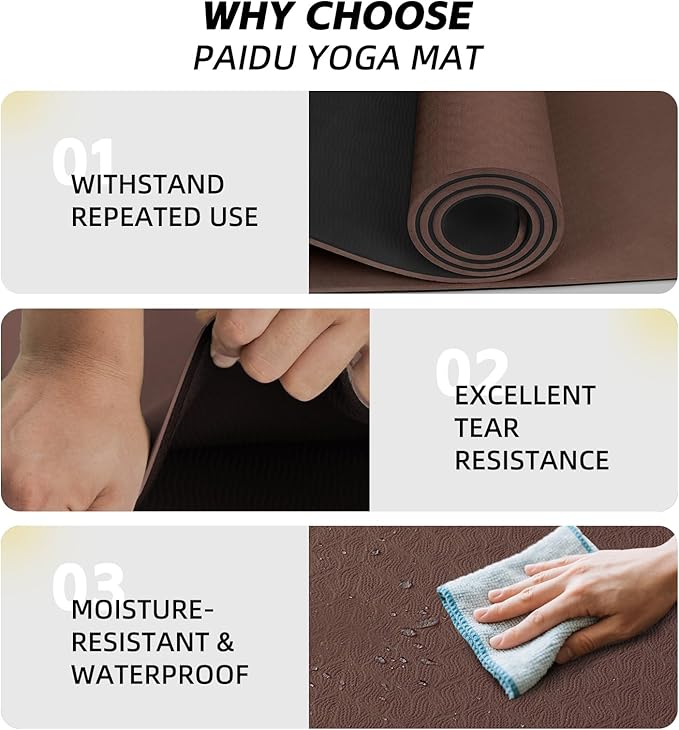 Extra Long Wide Yoga Mat 76"x33"x2/5 Inch - Non Slip Thick Exercise Mat for Home Gym, Yoga, Pilates & Workouts