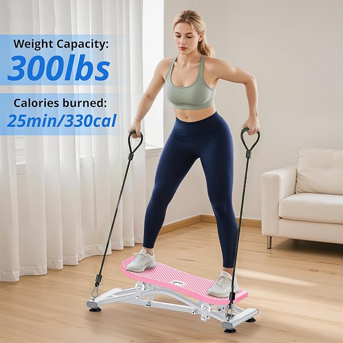 Balance Board with Resistance Bands, Versatile Rocking Stepper, Ski Machine & Wobble Board Featuring LCD Monitor, 330 lbs High-Capacity Side Steppers for Exercise at Home