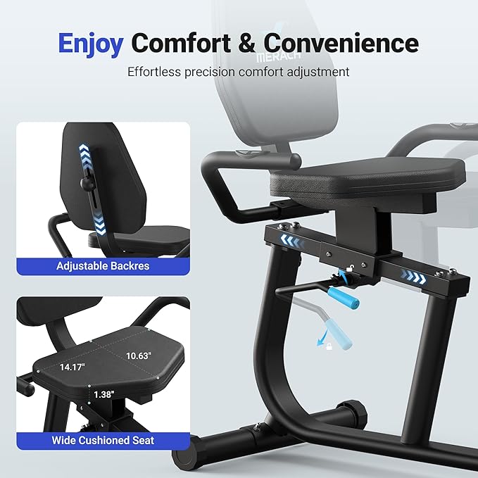MERACH Recumbent Exercise Bikes for Home with Smart Bluetooth Equipment Exercise Bikes App,LCD,Heart Rate Handle Stationary Bikes for Home, Magnetic Recumbent Exercise Bike for Seniors Gym S08/S23