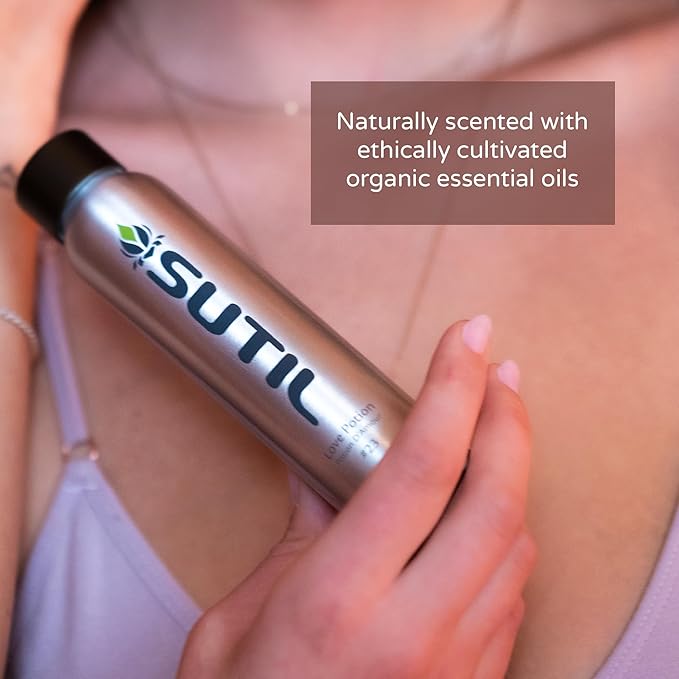 SUTIL Sensual Luxury | Love Potion #23 Massage Oil | Non Sticky Aphrodisiac Essential Oil | Botanical Arousal Oil for Women, Men, & Couples (Love Potion #23, 4 Oz)