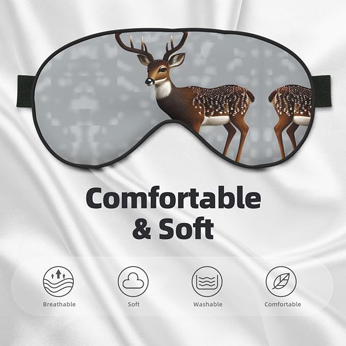 Grey Plum Deer Head-Mounted Double-Sided Light-Blocking Sleeping Eye mask to Protect Eyes and Relieve Eye Fatigue