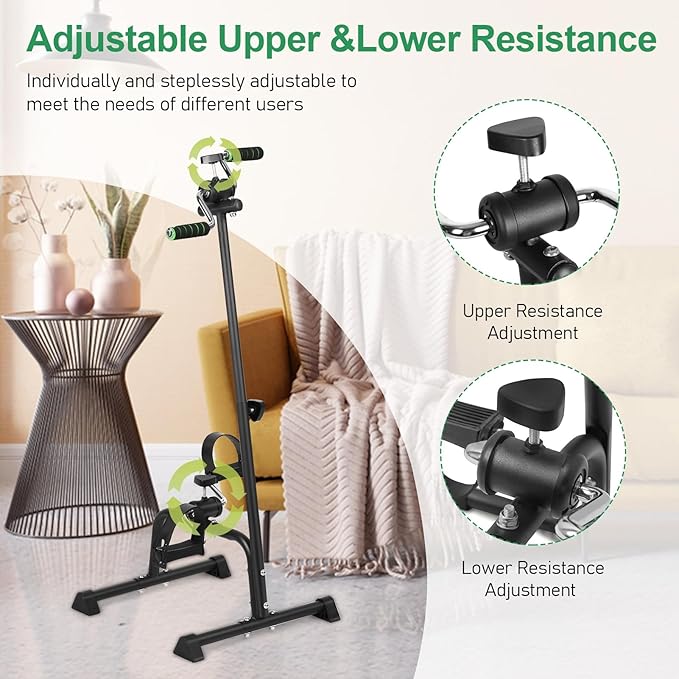 Adjustable Elderly Exercise Bike, Hand Arm Leg Knee Peddler, Pedal Exerciser Bike, Fitness Equipment for Seniors, Elderly Home Pedal Exercise Bike for Total Body
