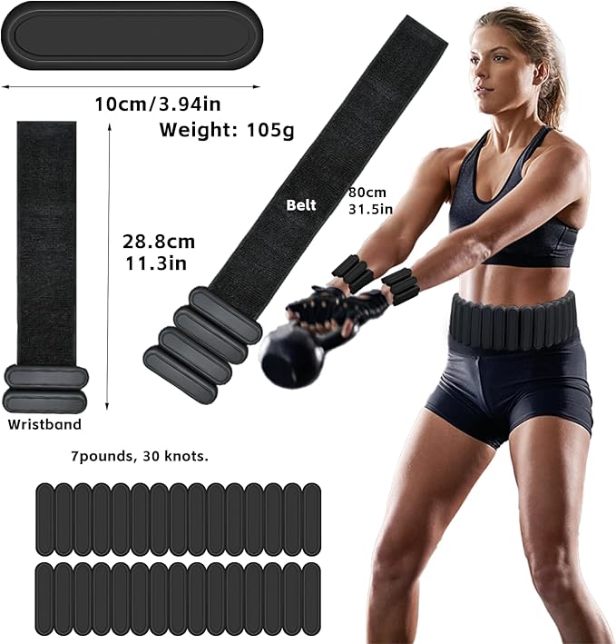Silicone Adjustable Weighted Belt for Women & Men – DIY Weighted Walking & Exercise Belt with Removable Weights – Gym, Strength Training, Yoga, Hiking – Free Weight Adjustment for Wrist & Ankle