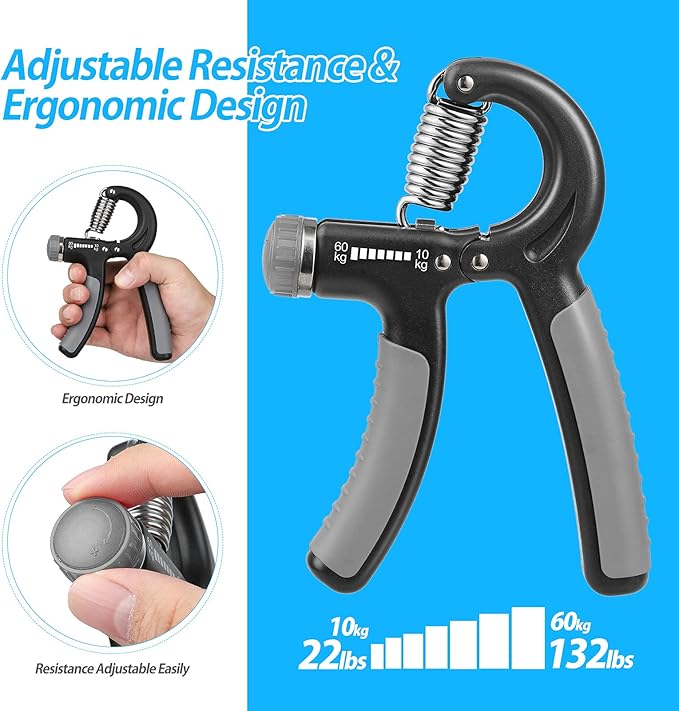 NIYIKOW 2 Pack Grip Strength Trainer, Hand Grip Strengthener, Adjustable Resistance 22-132Lbs (10-60kg), Forearm Strengthener, Perfect for Musicians Athletes