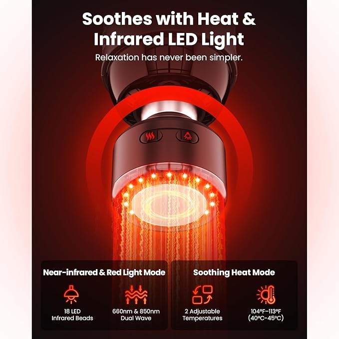BOB AND BRAD T2 Ultra Massage Gun with Heat and Red LED Therapy, Heated Deep Tissue Massager for Athletes, FSA Professional Percussion Massager for Muscle Relief, Portable Massagers HSA Eligible