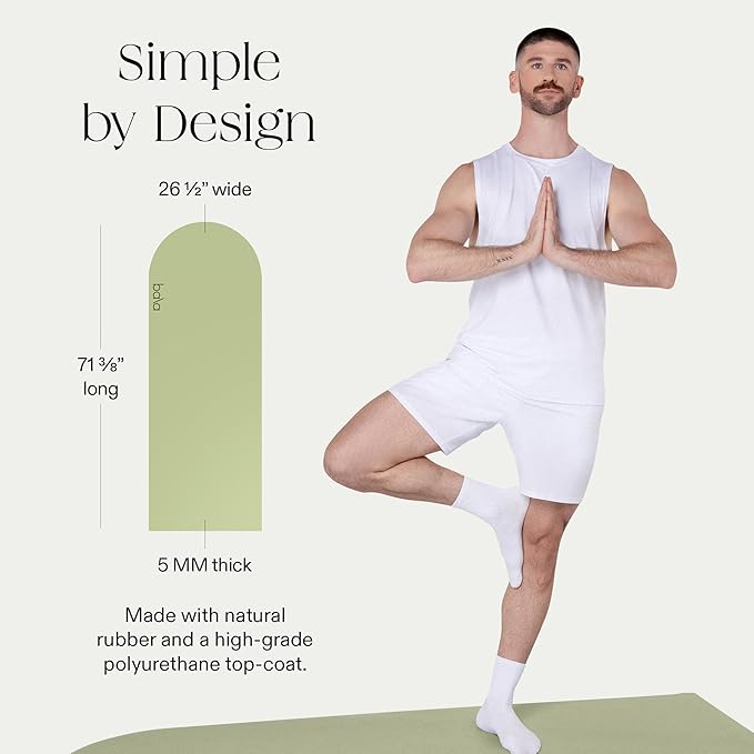 Bala Yoga Mat for Home Gym - Non Slip Exercise Mat for Home Workout, Stretching, Pilates, Aerobics & Floor & Fitness Work Out - Indoor Exercising Mat