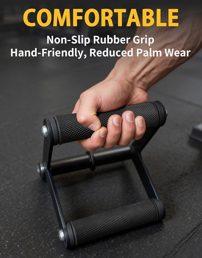 Double D Row Handle Cable Attachment, Non-Slip Rubber Grip V Bar for Gym Cable Machine, Heavy Duty Row Handle for Back Training