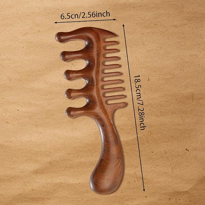 Wide Tooth Wooden Comb – Natural Sandalwood Scalp Massager for Men Women Elderly,Hair Care & Relaxation Tool