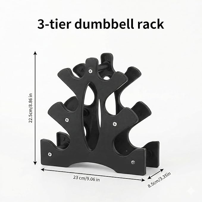 Dumbbell Rack Stand,3 Tier Dumbbell Weight Stand Weight Storage Organiser for Dumbbells Accessories Compact Weight Storage Solution for Home Gym Exercise,23x22.5x8.5cm(Dumbbells Not Included)