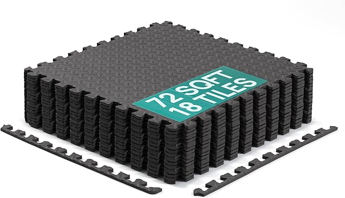 Yes4All 24SQFT-120SQFT Puzzle Exercise Mat for Home Gym, EVA Interlocking Foam Floor Tiles with Border for Workout Equipment