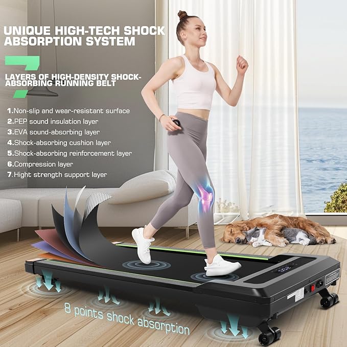 ANCHEER Walking Pads, 2 in 1 Under Desk Treadmill 2.5HP Compact Running Machine with Remote Control, 300lbs Weight Capacity for Home/Gym/Office,Ultra-Quiet, Installation-Free