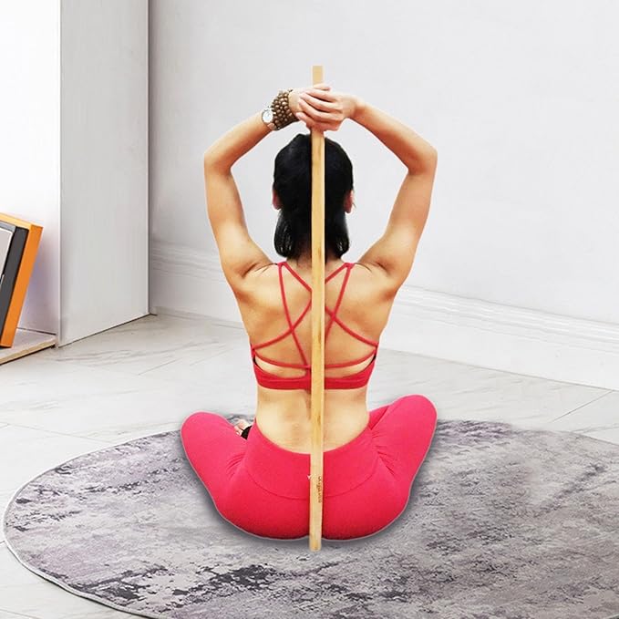 Bamboo Posture Correction Stick for Back Straightening, Open Shoulder Stretching Tool for Body Sculpting, Dance, and Fitness Training