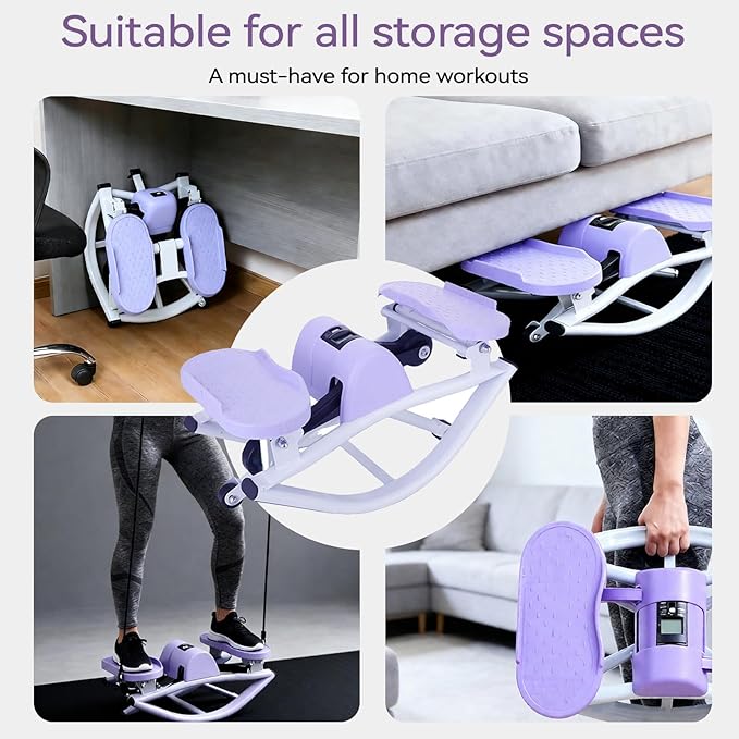 Lateral Rocking Fitness Stepper for Home Workout, Low-Impact Rock Stepper Protects Knees & Joints, Portable Compact Side-to-Side Stepper for Legs, Glutes & Abs Training