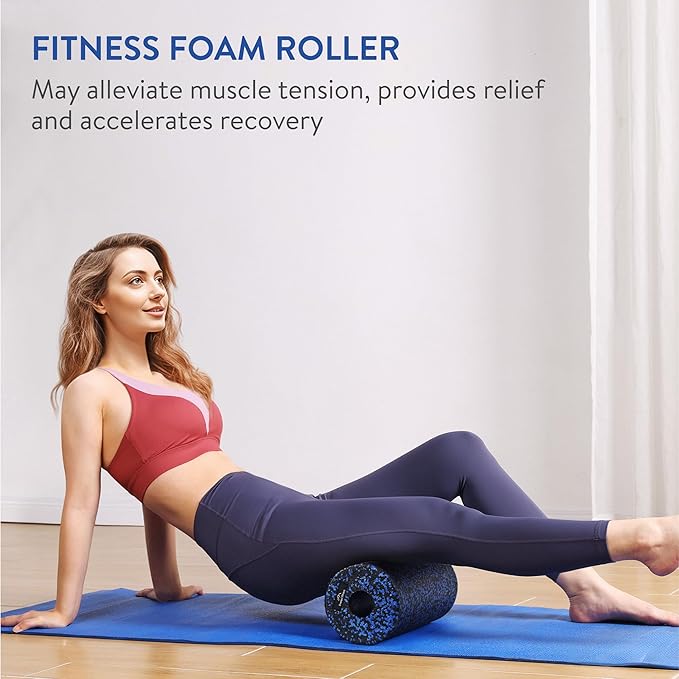 Foam Roller - Medium Density Level - Foam Rollers for Back Pain or Muscle Massage - Deep Tissue Massage - Black/Blue