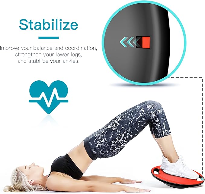 EVERYMILE Wobble Balance Board, Exercise Balance Stability Trainer Portable Balance Board with Handle for Workout Core Trainer Physical Therapy & Gym No-Skid Surface