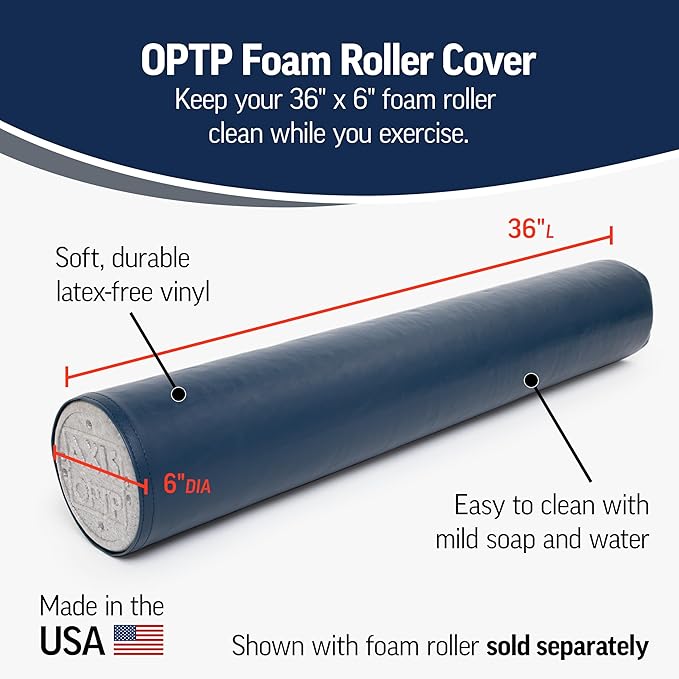 OPTP Foam Roller Cover - Made from Soft, Durable Latex-Free Vinyl - Easily Slides onto 36" x 6" Foam Rollers - Blue