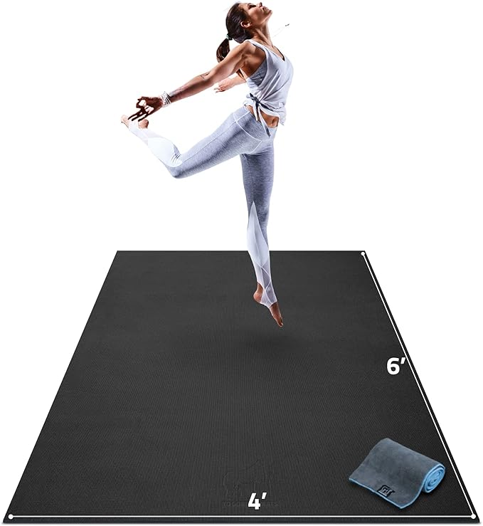 Gorilla Mats Large Yoga Mat – 6'x4', 7'x5' (8mm) Extra Thick & Wide Non-Slip Exercise Mat for Home Gym Flooring – Ultra Comfortable Workout Floor Mat for Barefoot Fitness, Anti Fatigue, Stretching
