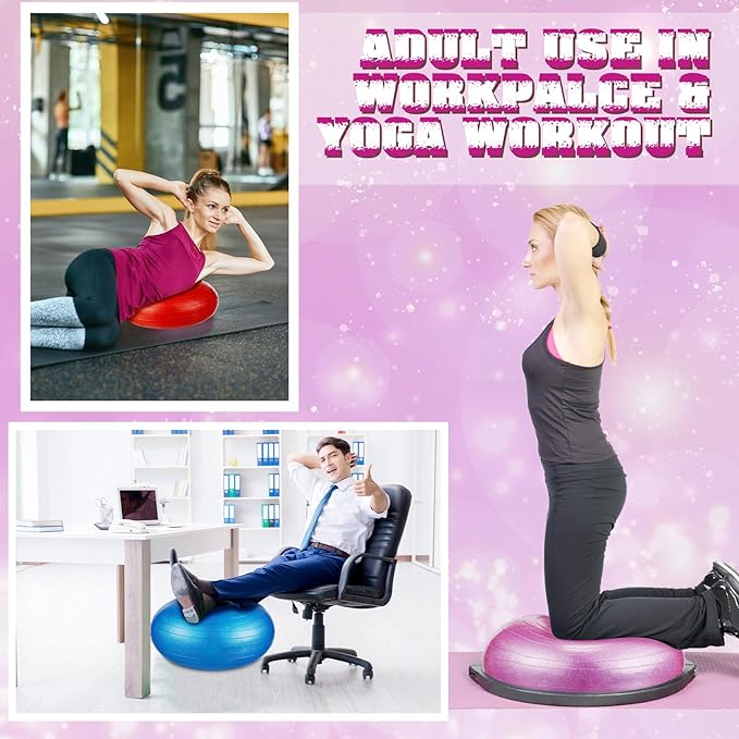 Libima 4 Pcs Flexible Seating for Classroom Inflatable Ball Chairs with Pump Donut Exercise Ball Cushion Seat for Balance and Stability Training School Home Office Gym Yoga Workout