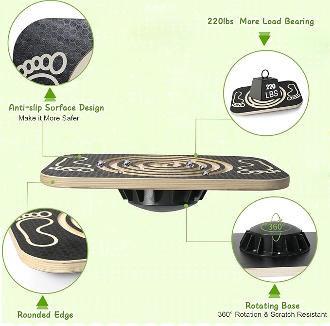 Balance Board Maze for Kids, Wobble Board Rocking Seesaw Sensory Training with 6 Balls, Non-Slip Pedals Indoor Outdoor for Boys Girls