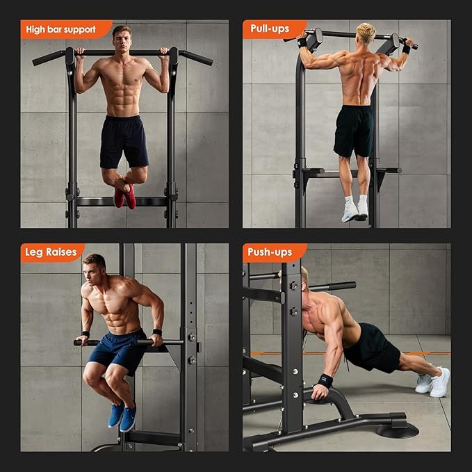 Multi-Functional Power Tower for Home Gym: Adjustable Pull Up & Dip Station with 400 LBS Capacity, Space Saving Strength Training Equipment for Men and Women