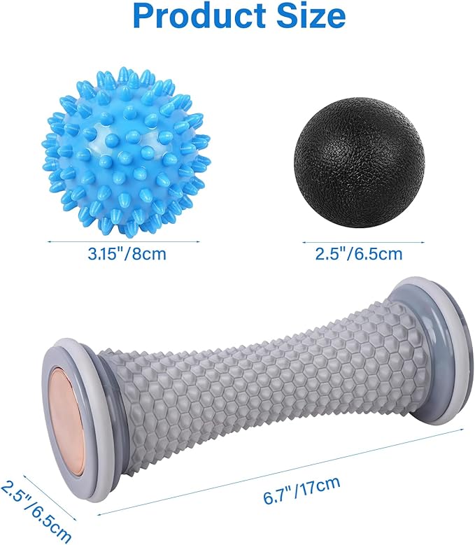WOVTE Massage Lacrosse Ball for Sore Muscles, Shoulders, Neck, Back, Foot, Body, Deep Tissue, Trigger Point, Muscle Knots, Yoga and Myofascial Release (Blue) (Gray Blue Black)