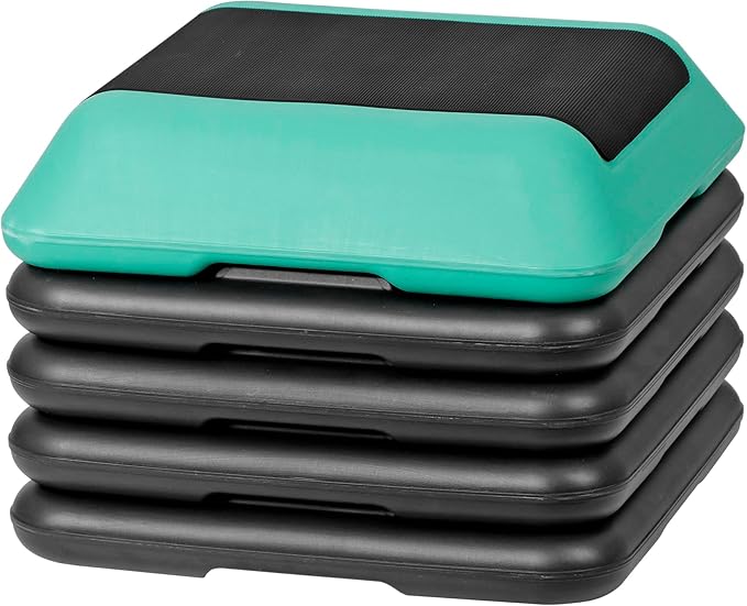 Step Aerobic Platform,16" x 16" Step Adjustable High Step Aerobic Platform with 6"- 8"-10"-12", Home Gym Exercise Fitness Workout Equipment