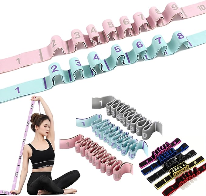 Fitness Resistance Bands with Handles, Numbered Resistance Bands for Glutes, Fitness Resistance Band for Stretching and Yoga, Adjustable Band for Seniors