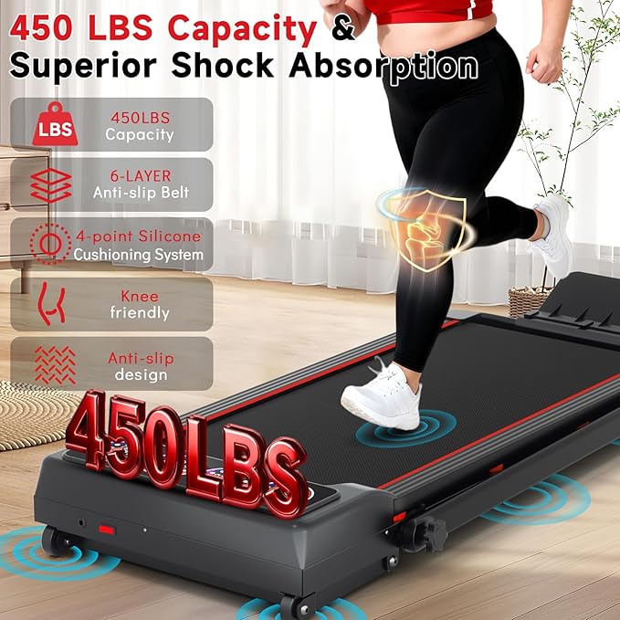 Walking Pad Treadmill with Incline and Handle Bar, 7.5MPH Under Desk Foldable Treadmill for Home Office with Remote Control