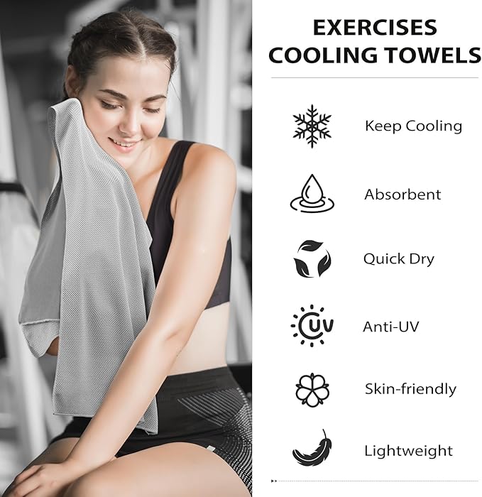Cooling Towels - 5 Pack Gym Towels, Gym Towels for Working Out, Yoga Towel, Quick Dry Towel for Running, Camping, Fitness & More Activities
