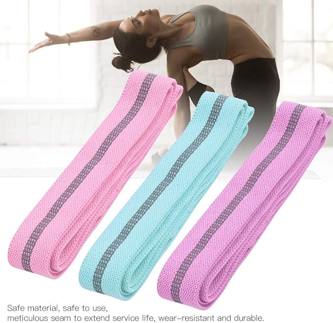 3 Pieces/Set Pilates Elastic Belt Exercise Belt Leg Belt Yoga Fitness Women's Draw Rope Training Ring Resistance Belt(candy color)