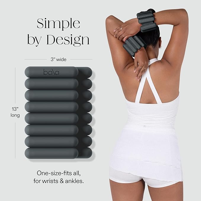 Bala Bangles Wrist & Ankle Weights for Women & Men - Adjustable Weighted Bands - Soft Silicone Arm & Leg Weights for Pilates, Yoga, Walking, Barre, Home Workout & Strength Training Exercise