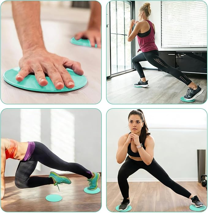 Upgrade Sport Core Sliders for Working Out - Dual Sided Glide Discs for Full Body Workout on Carpet or Hardwood Floor - Fitness & Home Exercise Equipment for Athletes