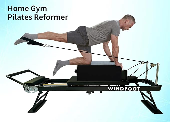 Pilates Reformer Machine Equipment with Springs & Cords for Home Workout, Foldable Pilates Equipment with Jump Board for All Level Users