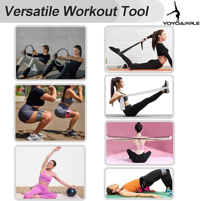 at Home Pilates Essentials Kit for Women,11pcs Pilates Kit for Home Workouts Women,Pilates Kit for Home Workouts Women,Pilates Ball and Ring Set,Pilates Accessories for Home Workouts