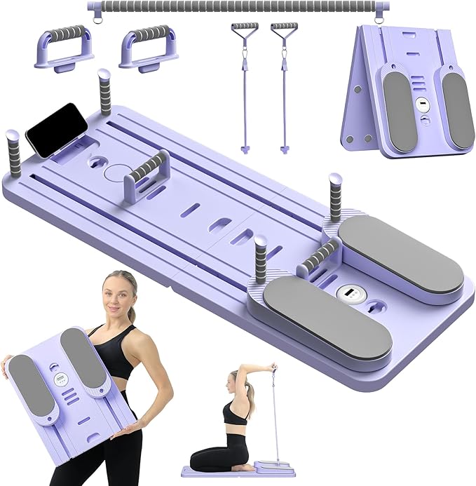 Pilates Board - Pilates Reformer Set, Multi-Purpose Foldable Pilates Reformer Board for Home,11 in 1 Pilates Equipment
