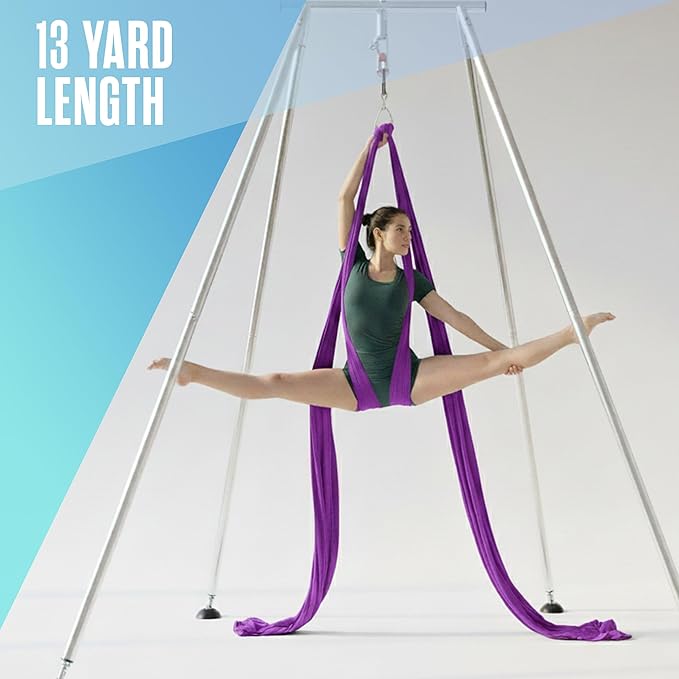 Houseables Aerial Silks, Yoga Swing, Aerial Yoga Hammock, Ariel Silk, Gymnastics Swing, Acrobatics Equipment, For Home, Indoor, Outdoor, Arial Setup, Rig, Sling, Portable